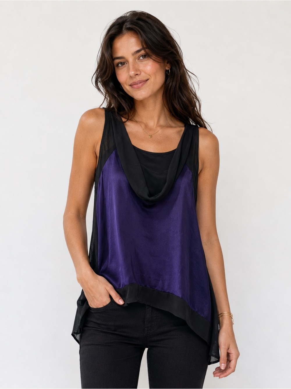Purple cowl neck Top
